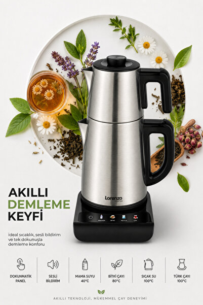 Lorenzo SmartTea 5 in 1 Konuşan Çelik Çay Makinesi Kettle Su Isıtıcısı İnox