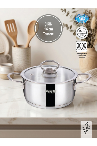 FMS Cute 16 cm Mini Steel Pot |   Small Size |   304 Stainless |   Milk, Sauc...