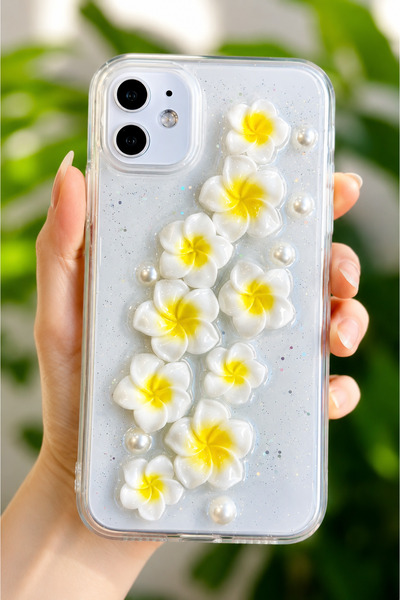 Go Aksesuar Iphone 11 Uyumlu EPOKSİLİ Oyuncak Sarı Çiçek Tasarımlı Esnek Sili...