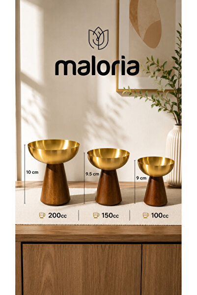 Maloria Vidalı Ahşap Ayaklı Gold Metal Sunumluk Dekoratif Meyvelik, Şekerlik,...