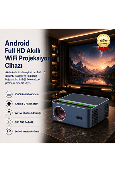 Genel Markalar 1080P HD Android Sistemli Wifi Bluetooth 150 inch Hoparlörlü H...