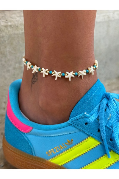 Tuysa Jewelry Yıldız Boncuk Detaylı Ayarlanabilir İpli Halhal