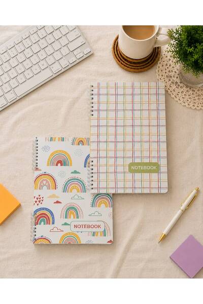 PickyTidy A4 Spiralli Defter 2'li Set – Renkli Kapaklı Çizgili - Kareli Okul ...