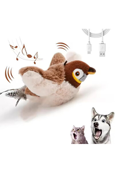 Choice brown Hot Simulated Bird Cat Toy Interactive Toys Dog Rechargeable Chi...