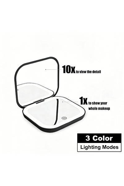 Choice 10X-Black Compact Mirror with Lights, 1X/2X Magnification Portable Fol...