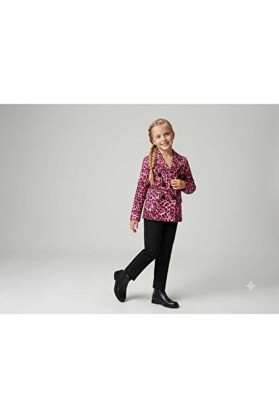 Hilal Akıncı Kids Kız Çocuk Leopar Desenli Blazer Ceket