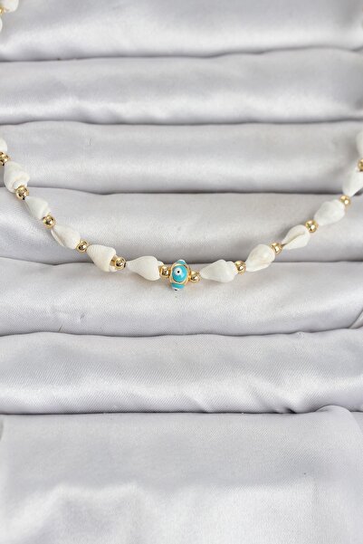 Inure Jewelry Natural Sea Shell Stringed Evil Eye Model Necklace