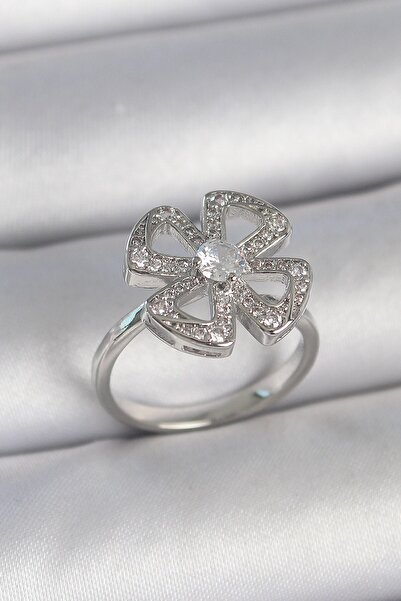 Inure Jewelry Brass Silver Color Zircon Stone Clover Model Adjustable Women's...