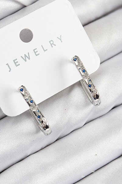 Inure Jewelry Brass Zircon Stone Flower Pattern Model Silver Color Women's Ea...