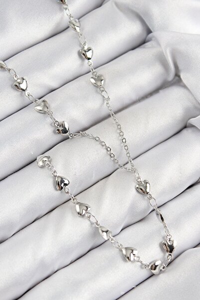 Inure Jewelry قلادة على شكل قلب من حجر الزركون النحاسي باللون الفضي
