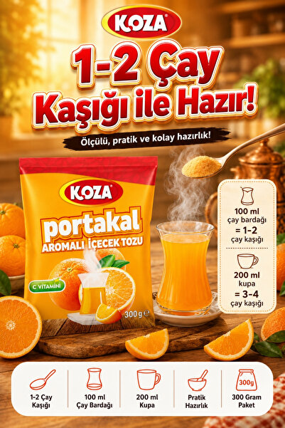 Koza Gurmelerin Seçimi Portakal Aromalı Oralet Muhteşem Lezzet Portakallı Premium İçecek Tozu 300 Gram