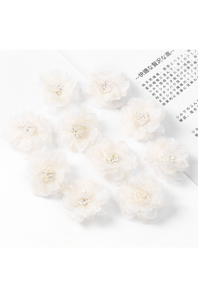 Choice 5pcs WHITE 5Pcs Chiffon Artificial Flowers Head Fabric Applique Dress ...