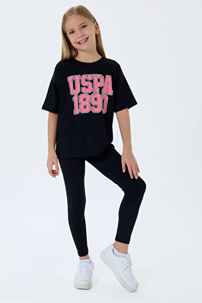 U.S. Polo Assn. مجموعة للفتيات من Us Polo Assn مرخصة لعمر 4-15 سنة - أسود