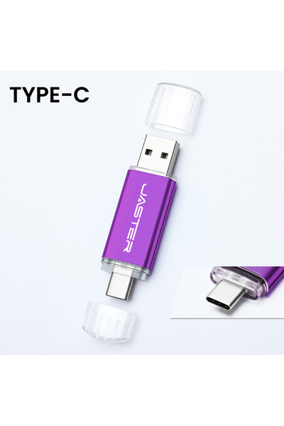 Choice34 فلاش USB نوع C عالي السرعة 2 في 1 بسعة 64 جيجابايت باللون الأرجواني،...