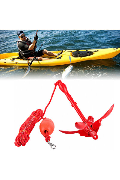 SomayStore Marin Bot , Kano ve Jetski Çıpası Çantalı Set 1.5 KG Şemsiye Çapalı 10mt ipli (Kırmızı Çapalı)