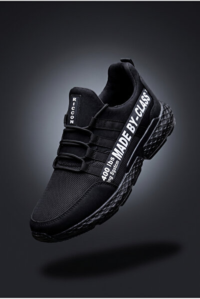 Riccon Siyah Beyaz Erkek Cilt Sneaker 0012SANTO