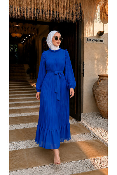 bellura Önü Robalı Kolları Piliseli Elbise
