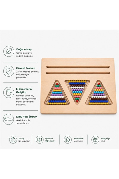 Montessori Gemisi Montessori Short Bead Ladder Collection Tray |   Wooden Mat...