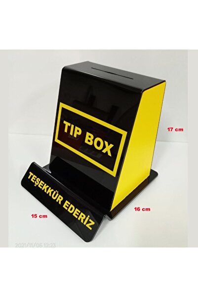 miraj reklam Sarı-siyah Tip Box Bahşiş Kutusu