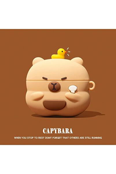 Choice حافظة سماعات AirPods 4 Capybara ثلاثية الأبعاد على شكل خبز شوكولاتة لس...