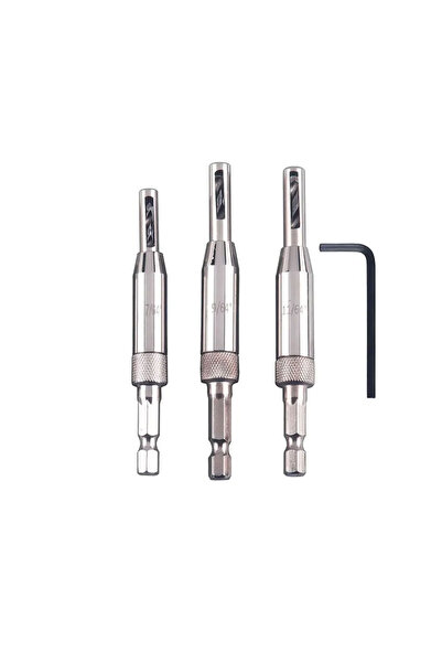Choice Silver 3Pcs HSS Self Centering Hinge Hardware Drill Bit Set 7/64 9/64 ...