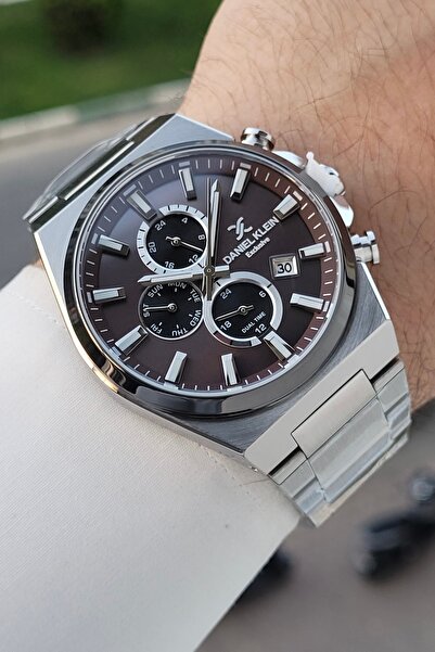 Daniel Klein Brown Dial, Gray Color Strap, Same as in the Image, 44 mm Men's ...