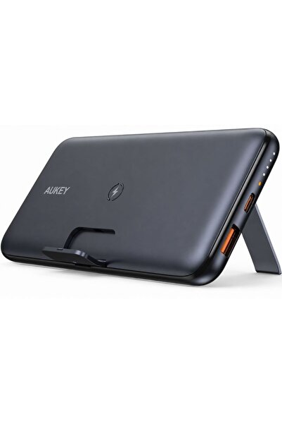 AUKEY UsbA&Type-C Çıkışlı Wireless Kablosuz Süper Şarj 10000mAh Powerbank Siy...