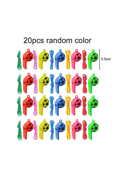 Choice 20pcs 10/20/30pcs Football Style Whistle with Rope Plastic Colorful Pa...