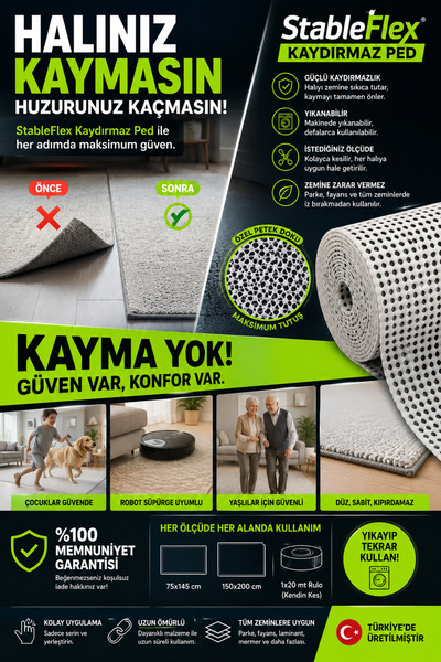Stableflex Halı Kaydırmaz,Anti-Slip Halı Kilim Yatak Kaydırmaz Mat Altlık 150...