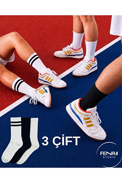 FENRA STUDIO Șosete unisex, pachet de 3, pentru sport, colegiu, tenis, talpă ...