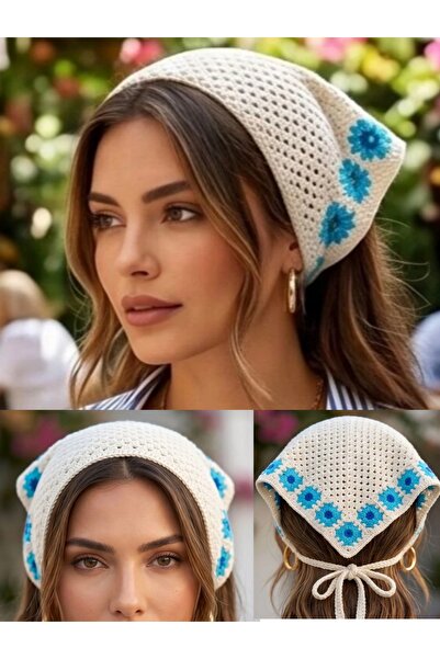 MyHubi Bandană de vară vintage cu motive florale și șnururi