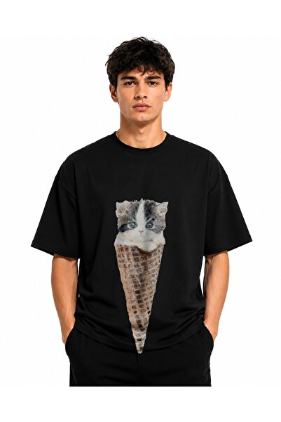 Inscriptie Tricou Unisex Bumbac Premium Casual " Pisica inghetata "