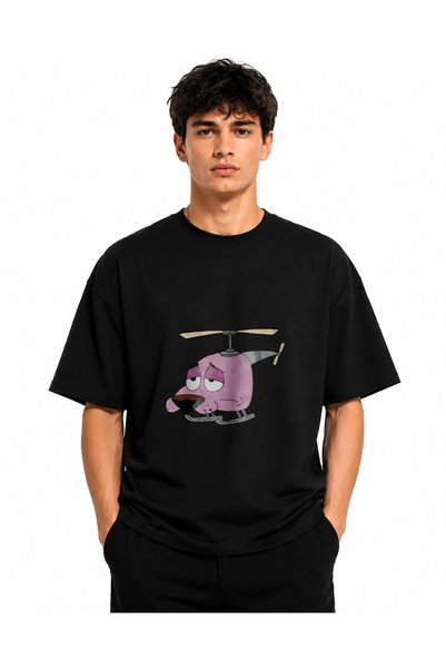 Inscriptie Tricou Unisex Bumbac Premium Casual " Courage - elicopter "