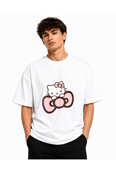 Inscriptie Tricou Unisex Bumbac Premium Casual " Hello Kitty cu papion "