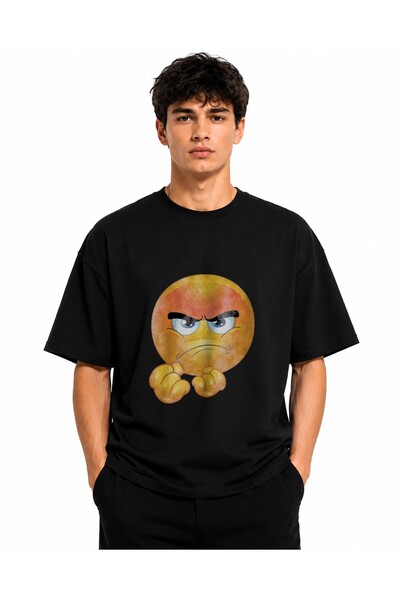 Inscriptie Tricou Unisex Bumbac Premium Casual " Angry emoji 2 "