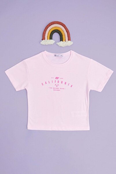 Fulla Moda California Printed Crop T-Shirt for Girls