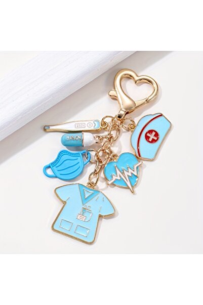 Choice Blue Cartoon Infusion pump Thermometer Surgical Mask Enamel Keychain M...