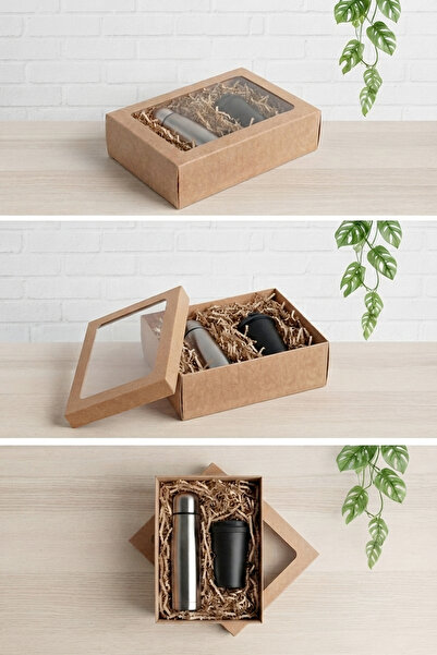 Kutu Ambarı Asetat Pencereli Kraft Kutu Karton Hediye Kutusu 25x40x10 cm