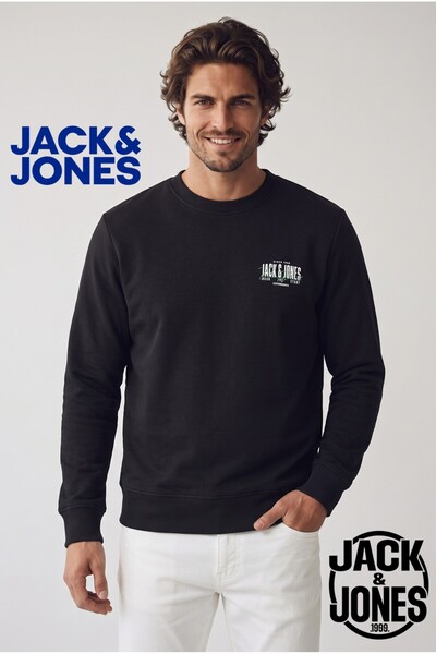 Jack & Jones Men's Chest Printed Crew Neck Sweatshirt - Aero