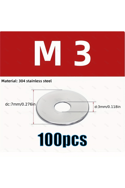 Choice5 M3-100pcs 100/80/50pcs 304 Stainless Steel Flat Washers (M3 M4 M5 M6 ...