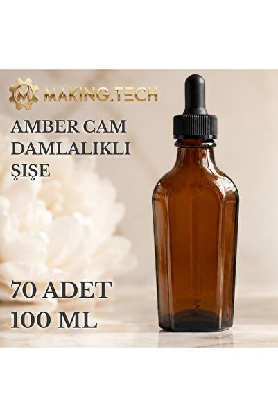 HORECA MARKET 70 Pieces 100 ml Amber Glass Dropper Bottle – Cosmetic Oil and ...