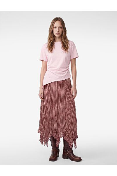 Koton Tricou asimetric cu mânecă scurtă, cu decolteu tip crew, din țesătură m...
