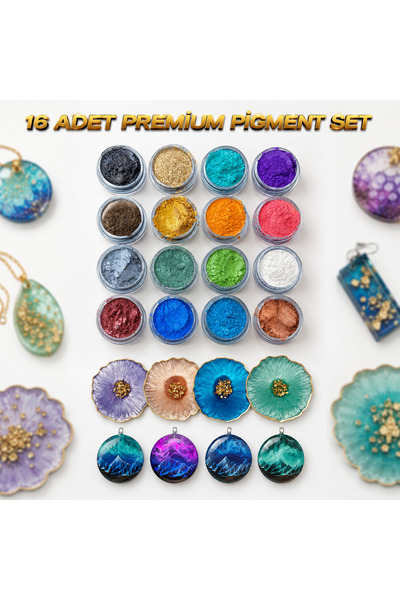 cnk craft shop Epoksi Reçine 16lı Toz Pigment Boya Seti 16x10ml Epoksi Reçine...