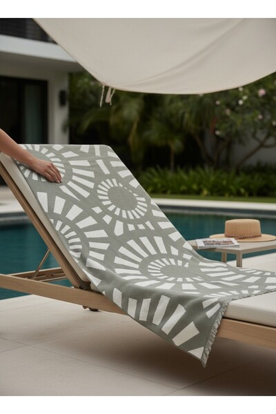 SAVESSA Çağar Series Beach Towel 90X180 Cm-100% Cotton-Khaki/Beige-Sauna-Spa-...