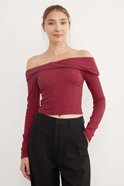 Fulla Moda Bluza sa zgužvanom tkaninom i madona ovratnikom