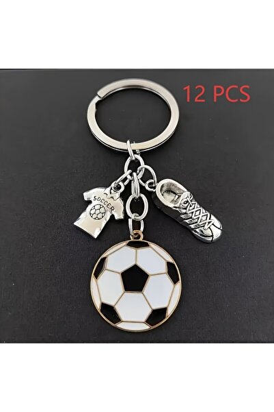 Choice 12pcs 12pcs Soccer Keychain Set - Zinc Alloy Football Pendants with Sh...