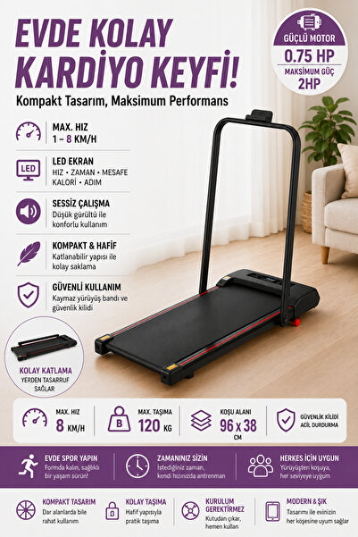 Relax Ekranlı Uzaktan Kumandalı Portatif Bluetoothlu Yürüme Ve Koşu Bandı RL-895