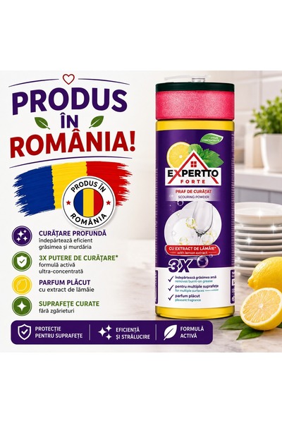 Expertto Detergent vase Forte, parfum de lamaie si busuioc, 1L