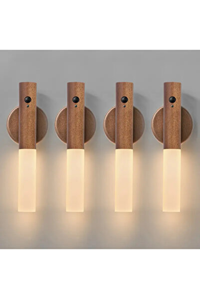 Choice Walnut-4Pcs Smart Motion Sensor Night Light LED Rechargeable Magnetic ...