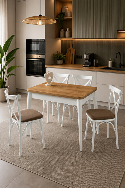 Atolye Casa 60x100 Mutfak Masası (Sadece Masa) Meşe Katlanır Masa Dolunay Model